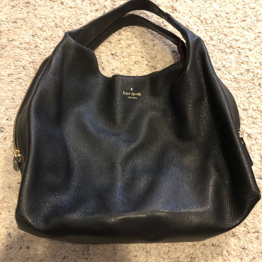 Kate Spade black leather hobo bag